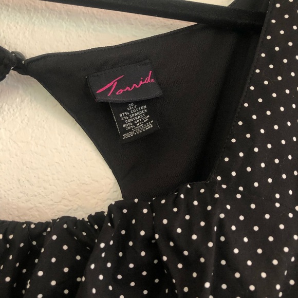 Torrid Black and White Polka Dot Sheath Dress Lace Cap Sleeves - Picture 3 of 7